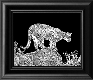 COUGAR ON A ROCK GLASS ENGRAVING PATTERN