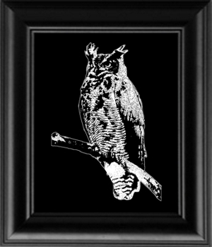 GREAT HORNED OWL GLASS ENGRAVING PATTERN